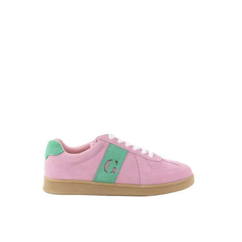 Damskie skórzane sneakersy oldschool różowo-zielone GOE TT2N4060