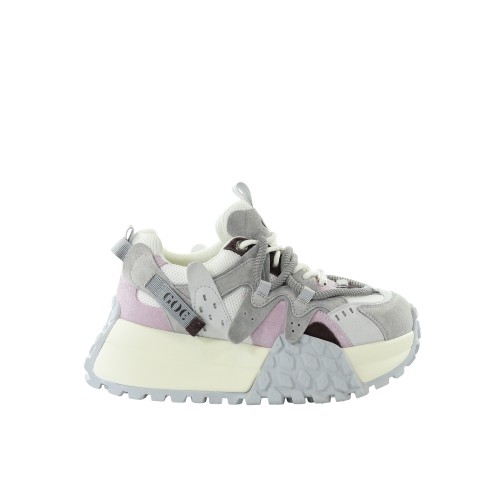 Damskie sneakersy skórzane grey combi GOE TT2N4024 