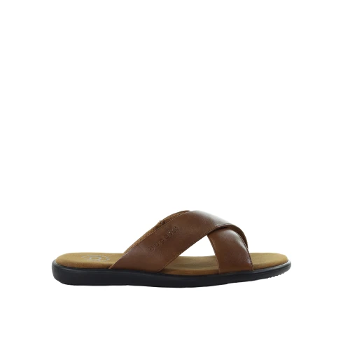 Męskie skórzane koniakowe klapki Bugatti 331AX2814100-6300