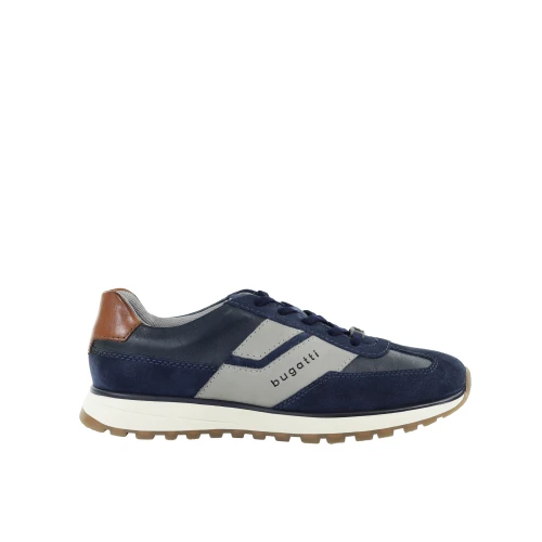 Męskie skórzane granatowe sneakersy Bugatti 331AWC011410-4040 