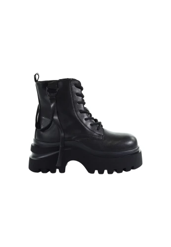 Damskie czarne skórzane botki biker GOE UU2N4103