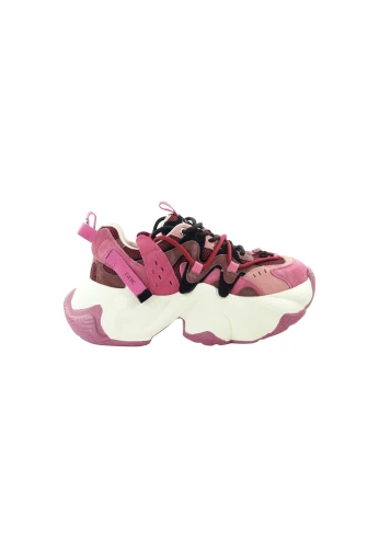 Damskie skórzane sneakersy różowe GOE UU2N4909
