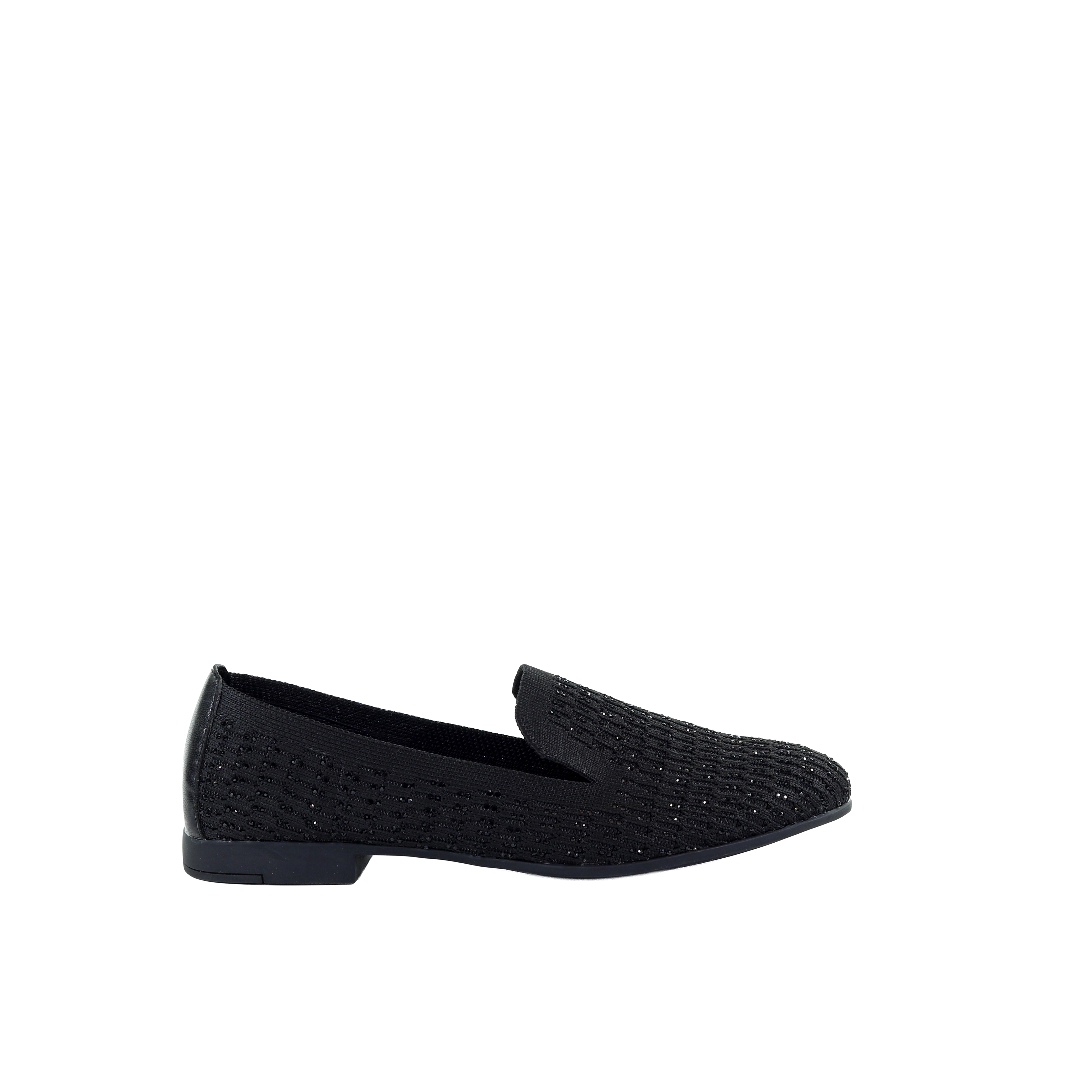 Damskie eleganckie czarne mokasyny slip on z diamencikami GOE TT2N4204