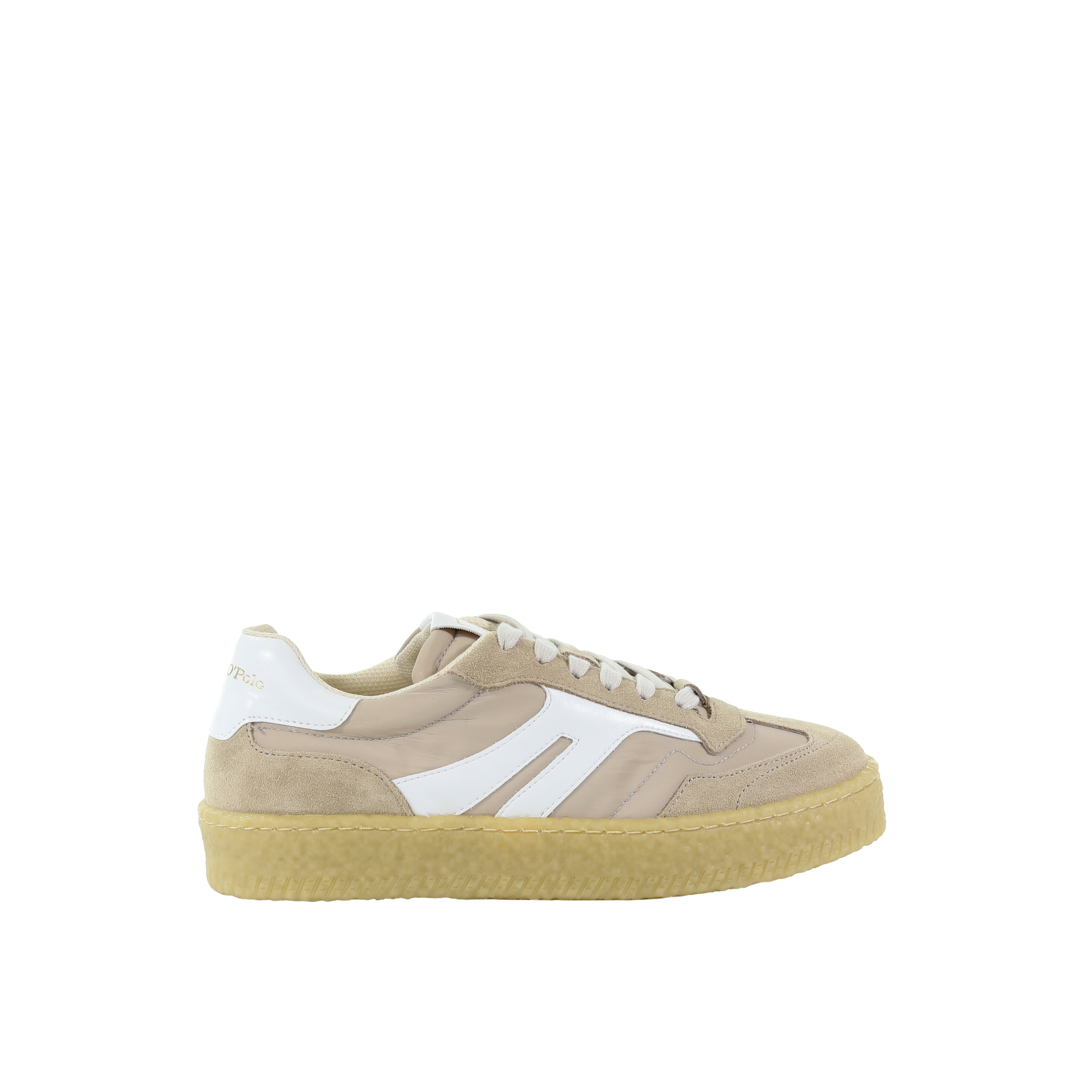 Damskie beżowe skórzane sneakersy MARC O'POLO 60219033501346-705
