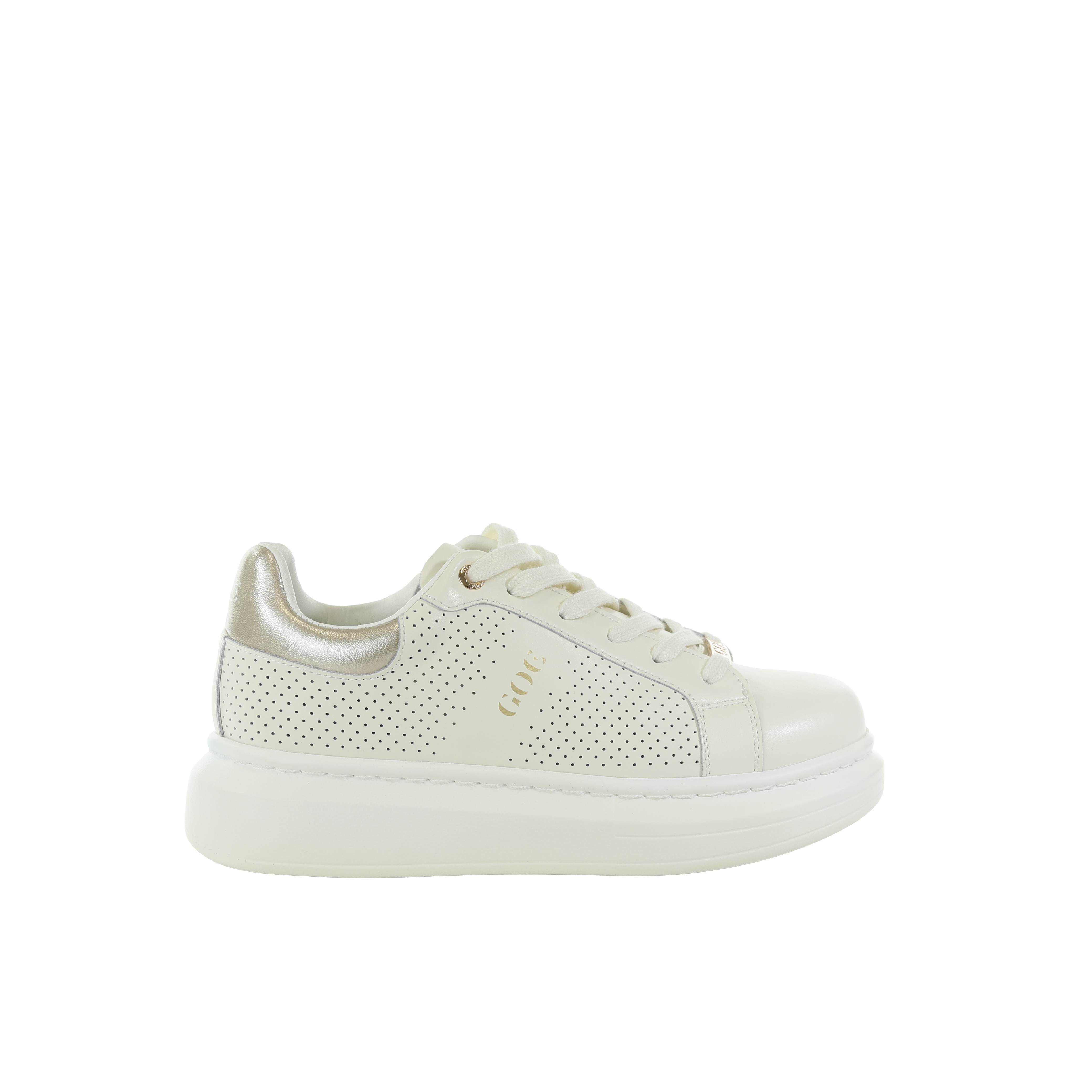 Damskie sneakersy skórzane beżowe z perforacją GOE TT2N4005