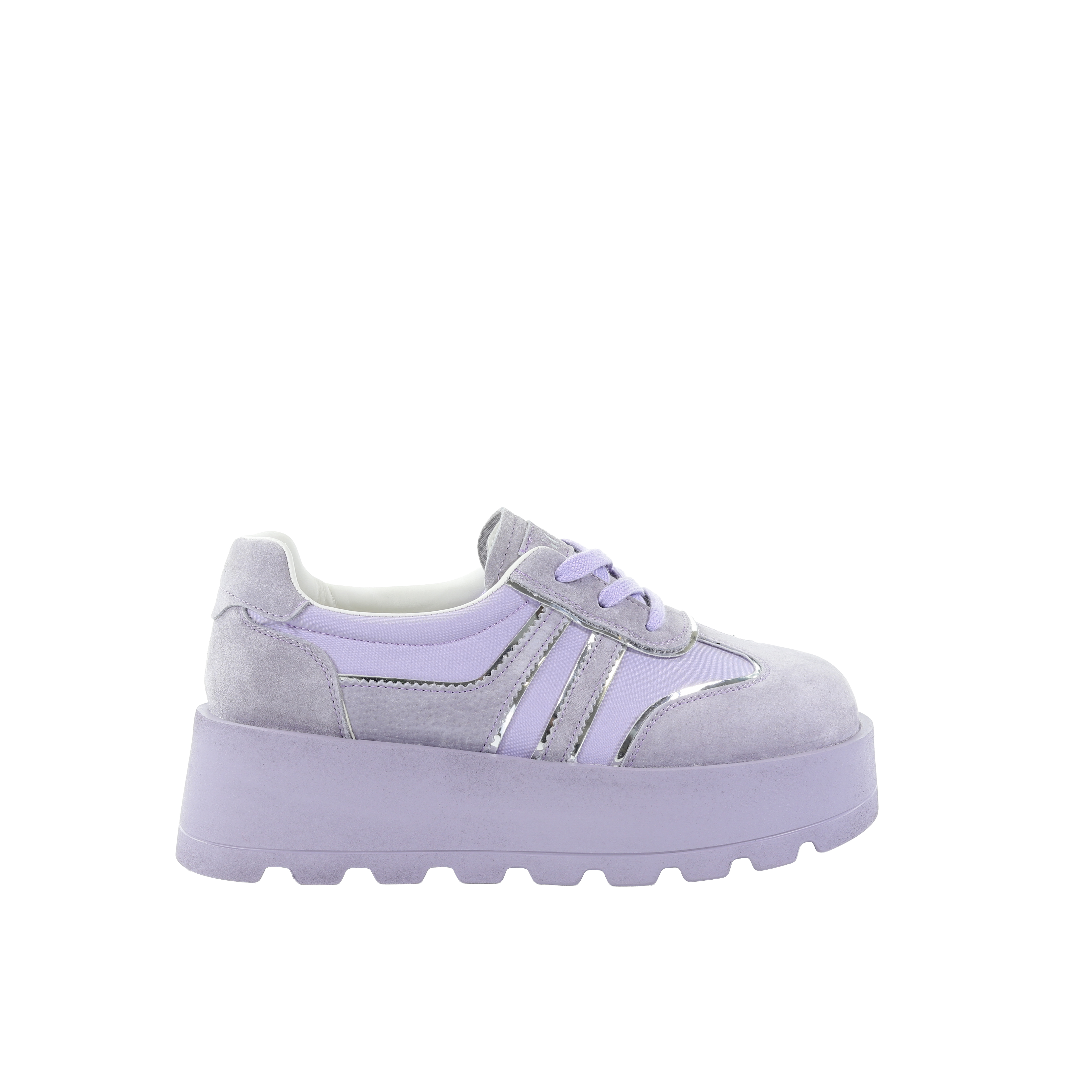 Damskie skórzane sneakersy fioletowe na platformie GOE TT2N4054